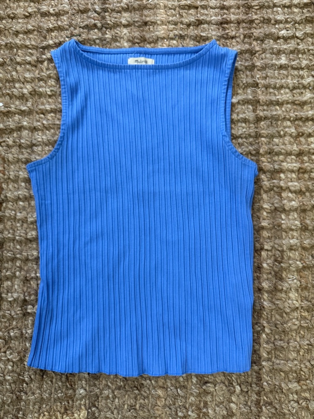 Madewell Boatneck Ribbed Sleeveless Tank Top - Blue
